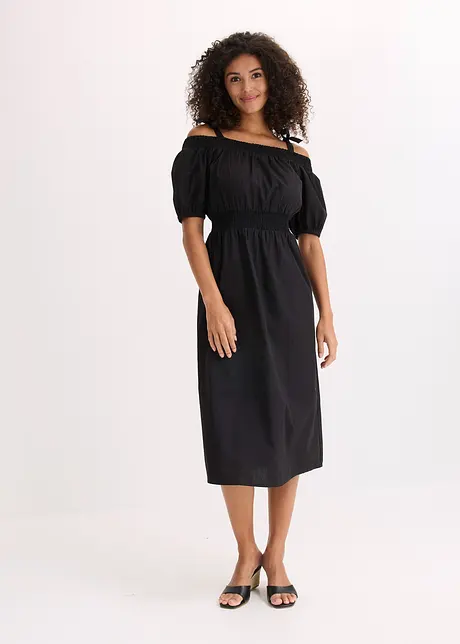 Off shoulder-kjole i økologisk bomull, bonprix