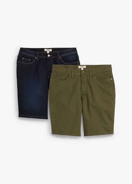 Bermudashorts i denim med stretch, Regular Fit (2-pack), bonprix