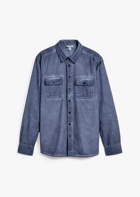 Langermet skjorte i 100% bomull i vasket look, bonprix