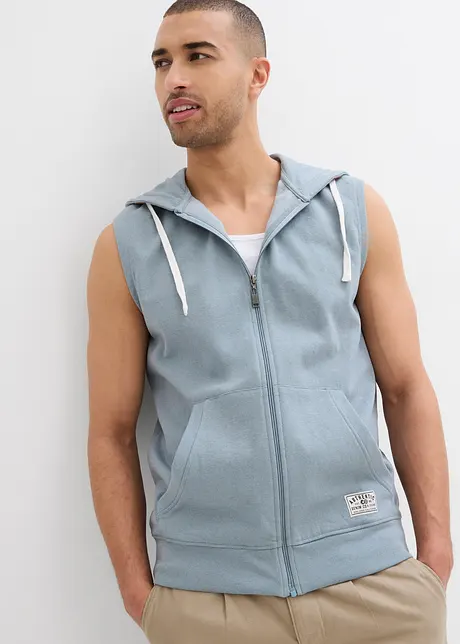 Vest i sweat materiale i myk bomullsmiks med hette, bonprix