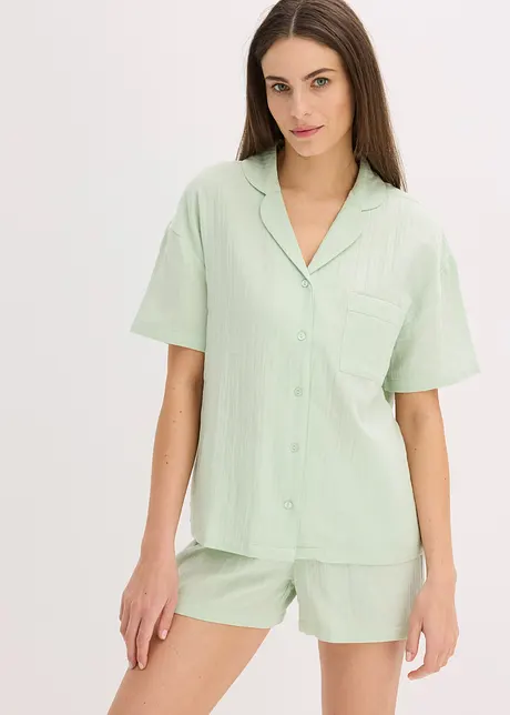 Shorty av musselin med knappestolpe, bonprix