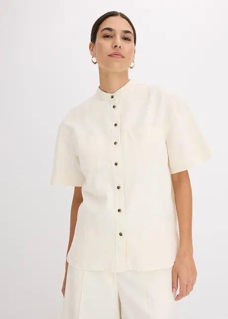 Skjortebluse i fin viskosemiks, bonprix