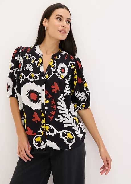 Kortermet bluse med krinklet detalj, i lett viskose, bonprix