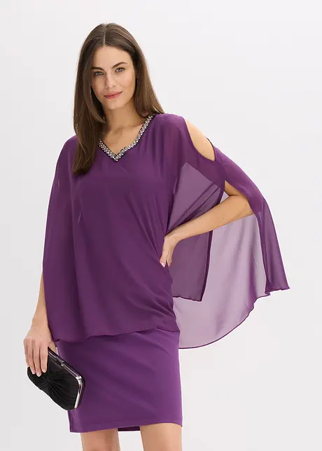 Chiffonkjole med strasspynt, bonprix