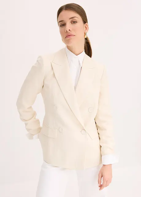 Blazer i materiale med rynket effekt og lyocell, bonprix