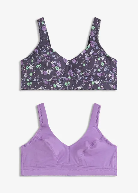BH uten bøyle med økologisk bomull (2-pack), bonprix