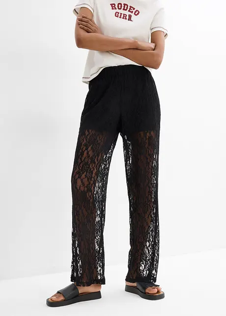 Pull on-bukse med blonder, bonprix