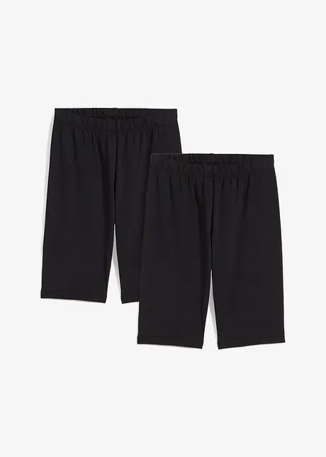 Sykkelbukse i økologisk bomull med elastan (2-pack), bonprix