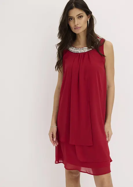 Chiffonkjole med strasspynt, bonprix