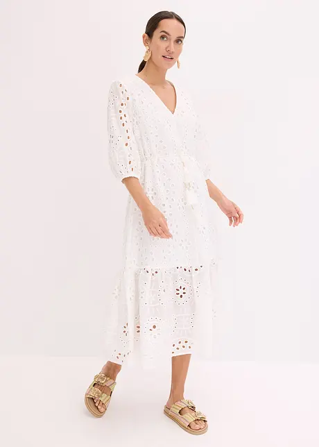 Midikjole med hullbroderi, bonprix