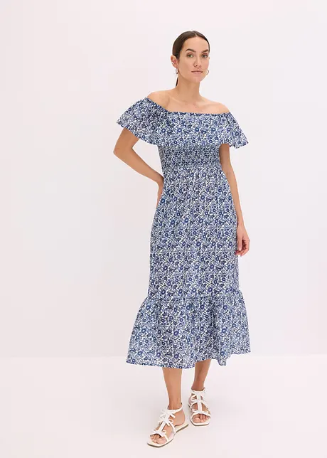 Boho-midikjole med carmen-utringning, av lett bomullsmateriale, bonprix