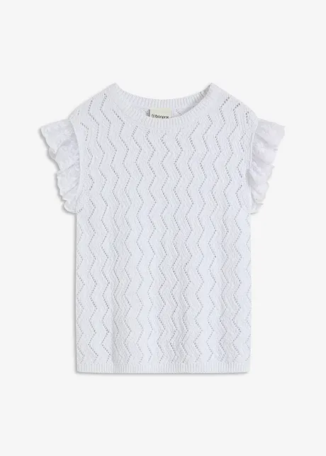Strikket topp i heklet stil med blonder, bonprix
