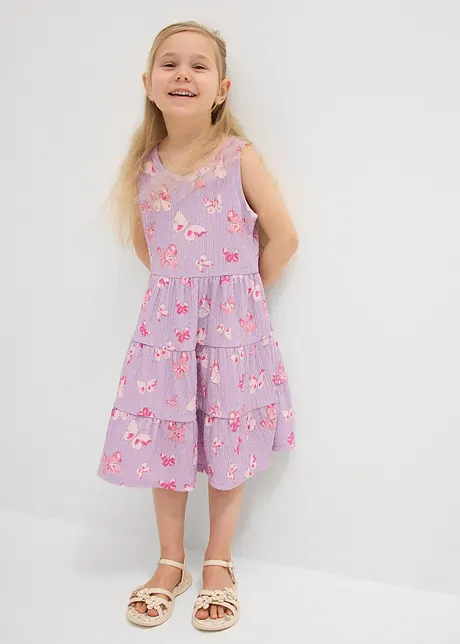 Jerseykjole av stukturert krinklet materiale, bonprix