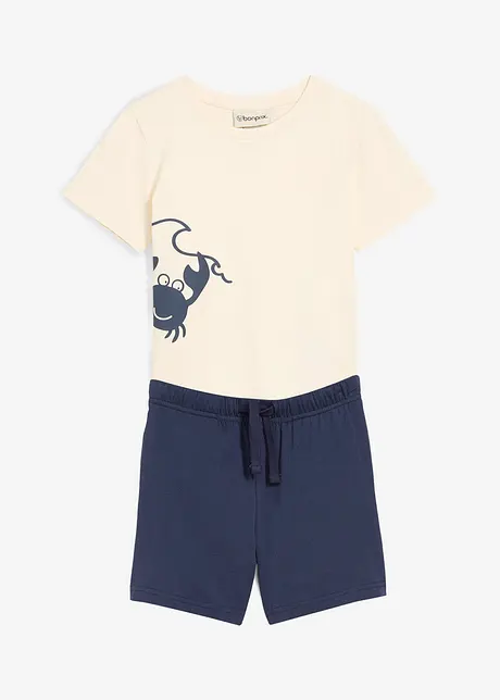 T-skjorte og kort trikotshorts i økologisk bomull (2-delt sett), bonprix