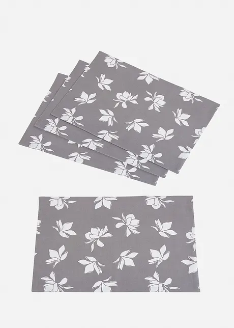 Bordbrikker i økologisk bomull med trykt blomstermønster (4-pack), bonprix