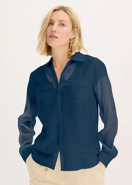 Bluse i strukturert, transparent materiale, bonprix
