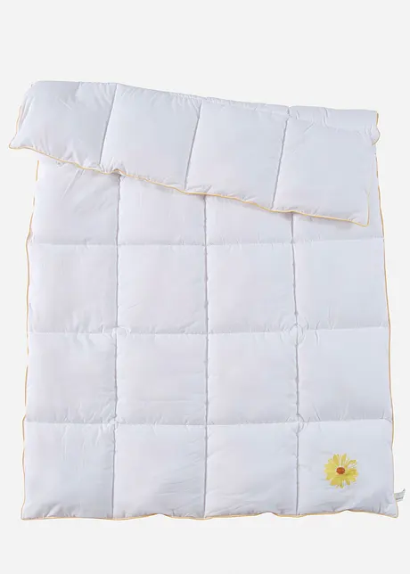 Dyne med blomsterbroderi i Down Touch-materiale og elegant passepoil i kanten, middels varm, bonprix