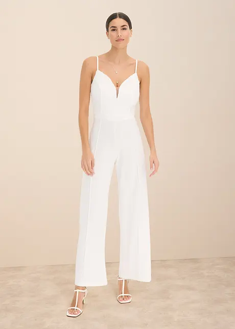 Jumpsuit med blonder og spagettistropper, bonprix