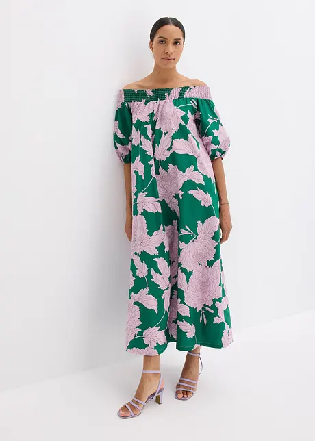 Off shoulder-kjole i 100% bomull med trykt mønster, bonprix