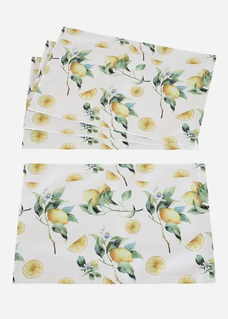 Bordbrikker med sitronmønster (4-pack), bonprix