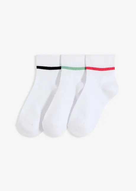 Ankelsokker med økologisk bomull og frotté på innsiden (3-pack), bonprix