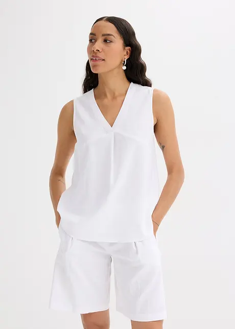 Blusetopp i lett linmiks, bonprix
