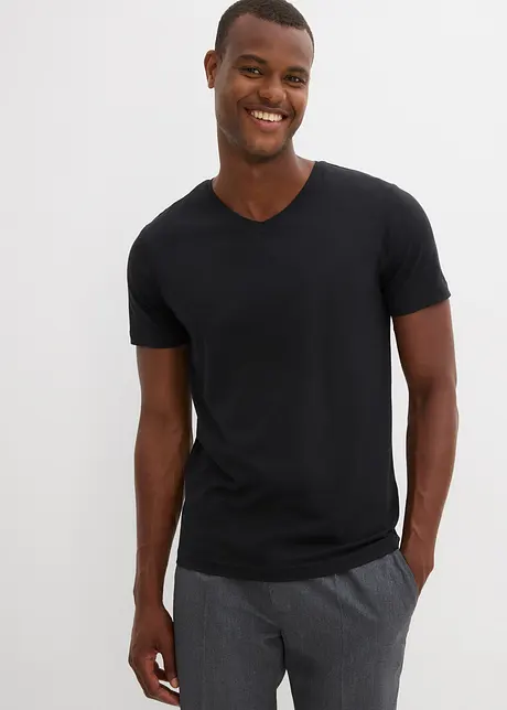 T-skjorte med V-hals (5-pack), bonprix