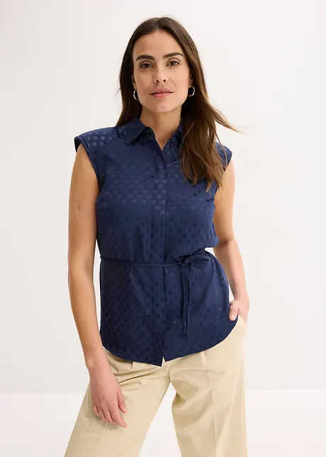 Satengbluse med knyting, bonprix