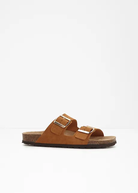 Slip-in sandal i skinn, bonprix