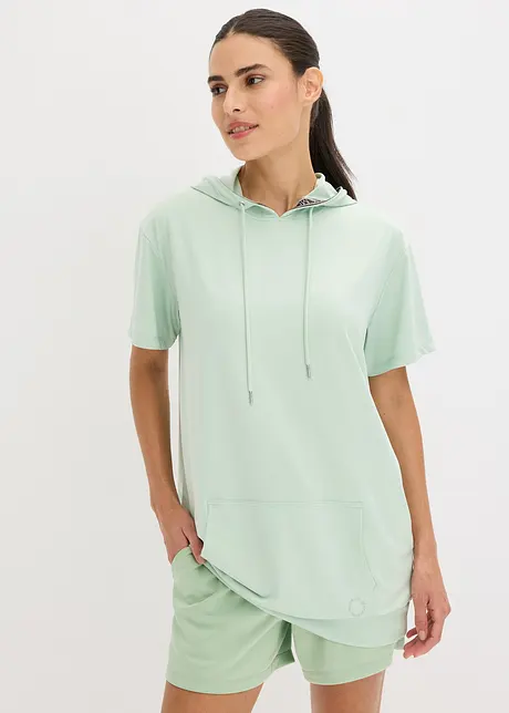 Oversized treningstopp med hette, hurtigtørkende, bonprix
