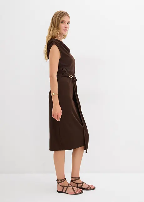 Midikjole i ribbet stil med drapering, bonprix