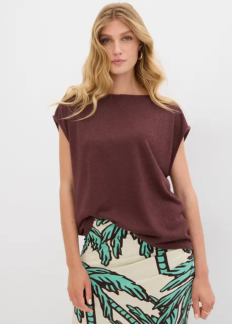Oversized topp i strikket look, bonprix