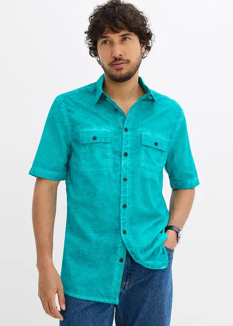 Kortermet skjorte i vasket look, bonprix