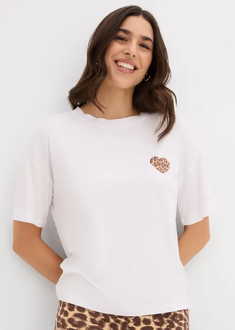 Kort T-skjorte med lave skuldre, bonprix