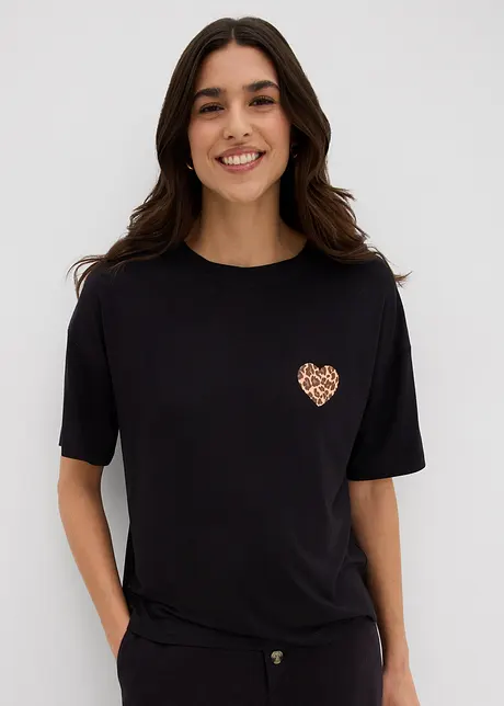 Kort T-skjorte med lave skuldre, bonprix