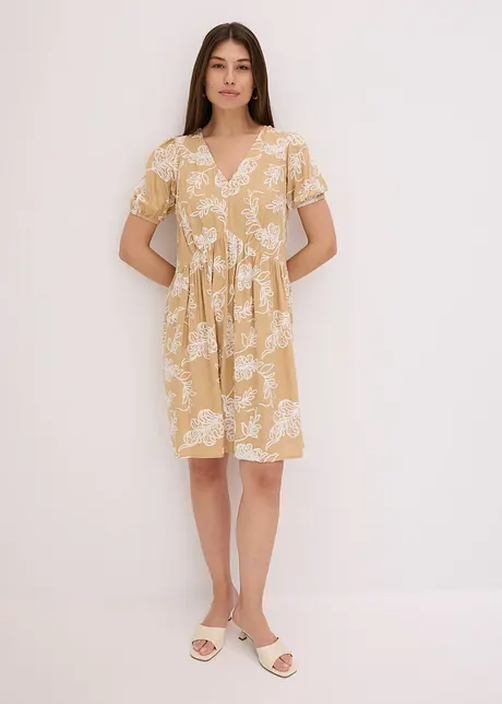 Tunikakjole med broderi av lett viskose, bonprix