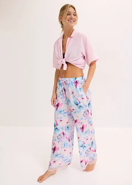 Lang pyjamasbukse i glinsende sateng, bonprix