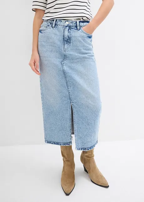 Midiskjørt i denim, bonprix