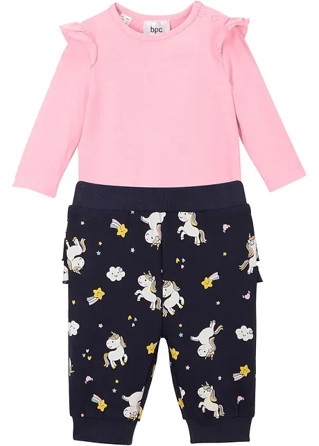 Langermet babybody+sweatbukse økologisk bomull (2-delt sett) , bonprix