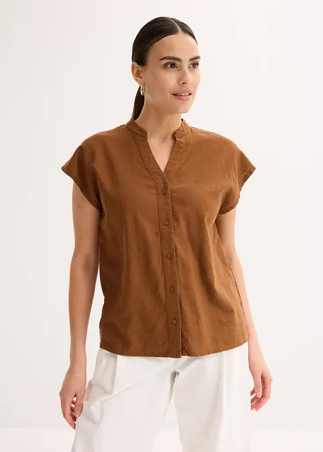 Kortermet bluse i lett linmiks, bonprix
