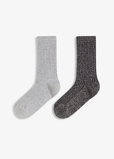 Sokker med økologisk bomull og lurex (2-pack), bonprix