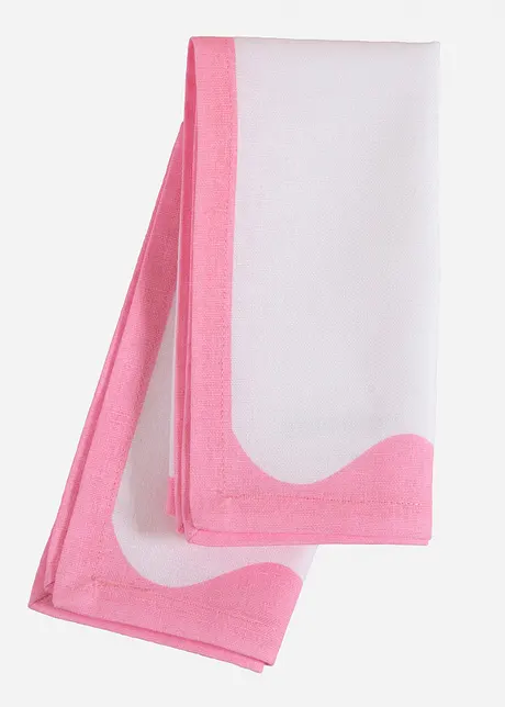 Tøyservietter i økologisk bomull med farget kant (2-pack), bonprix