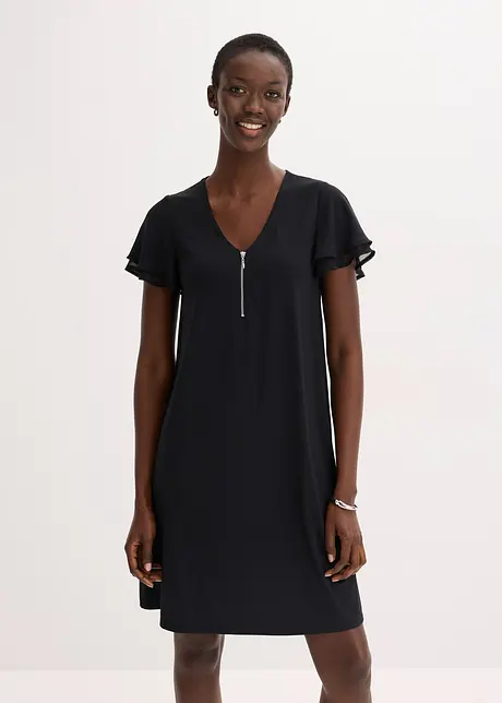 Trikotkjole med chiffonermer, bonprix