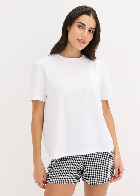 Oversized, kort pyjamas med vevd shorts, bonprix