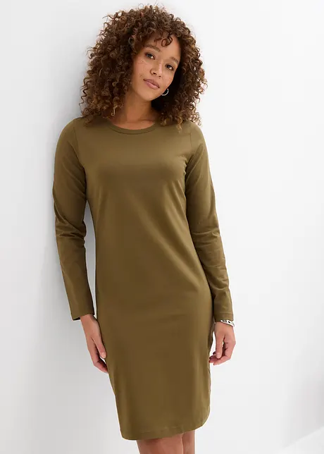 Figurnær jerseykjole i bomull med stretch (2-pack), bonprix