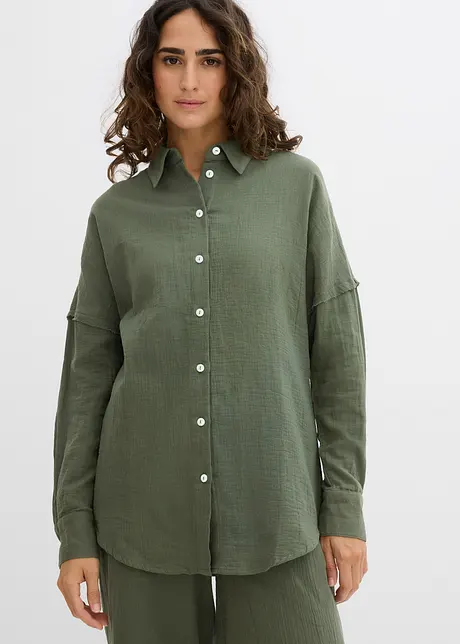 Oversized skjorte i luftig musselin, bonprix