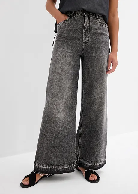 Wide Leg-jeans High Waist, cropped, bonprix
