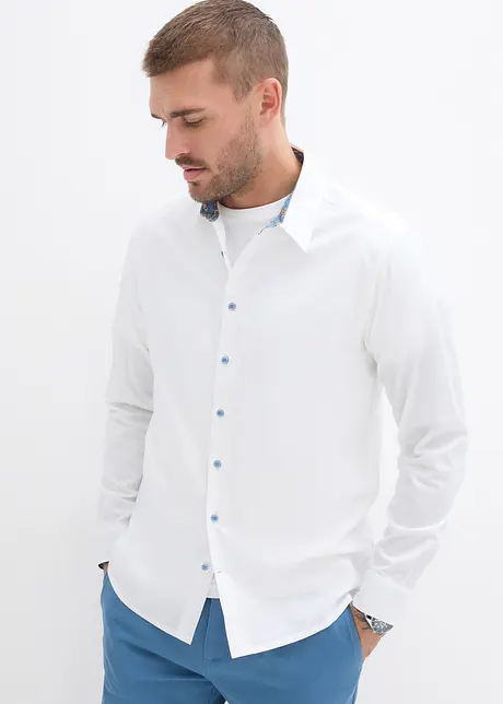 Business skjorte i 100% bomull med detaljer i kontrastfarge, Regular Fit, bonprix
