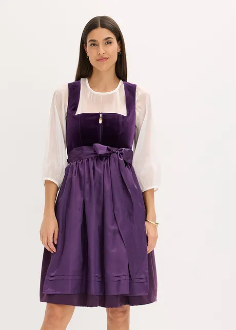 Dirndl med fløyel, i midi-lengde (2-delt sett), bonprix