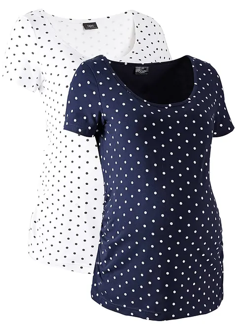 Mammatopp av &oslash;kologisk bomull (2-pack) med polkadotter, bonprix